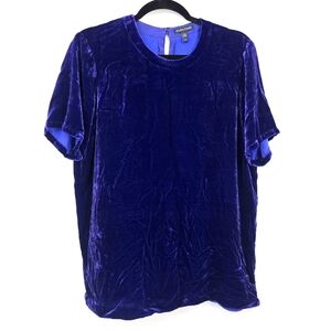 Eileen Fisher Royal Blue Velvet Silk Blend Blouse Women’s Size‎ S Short Sleeve